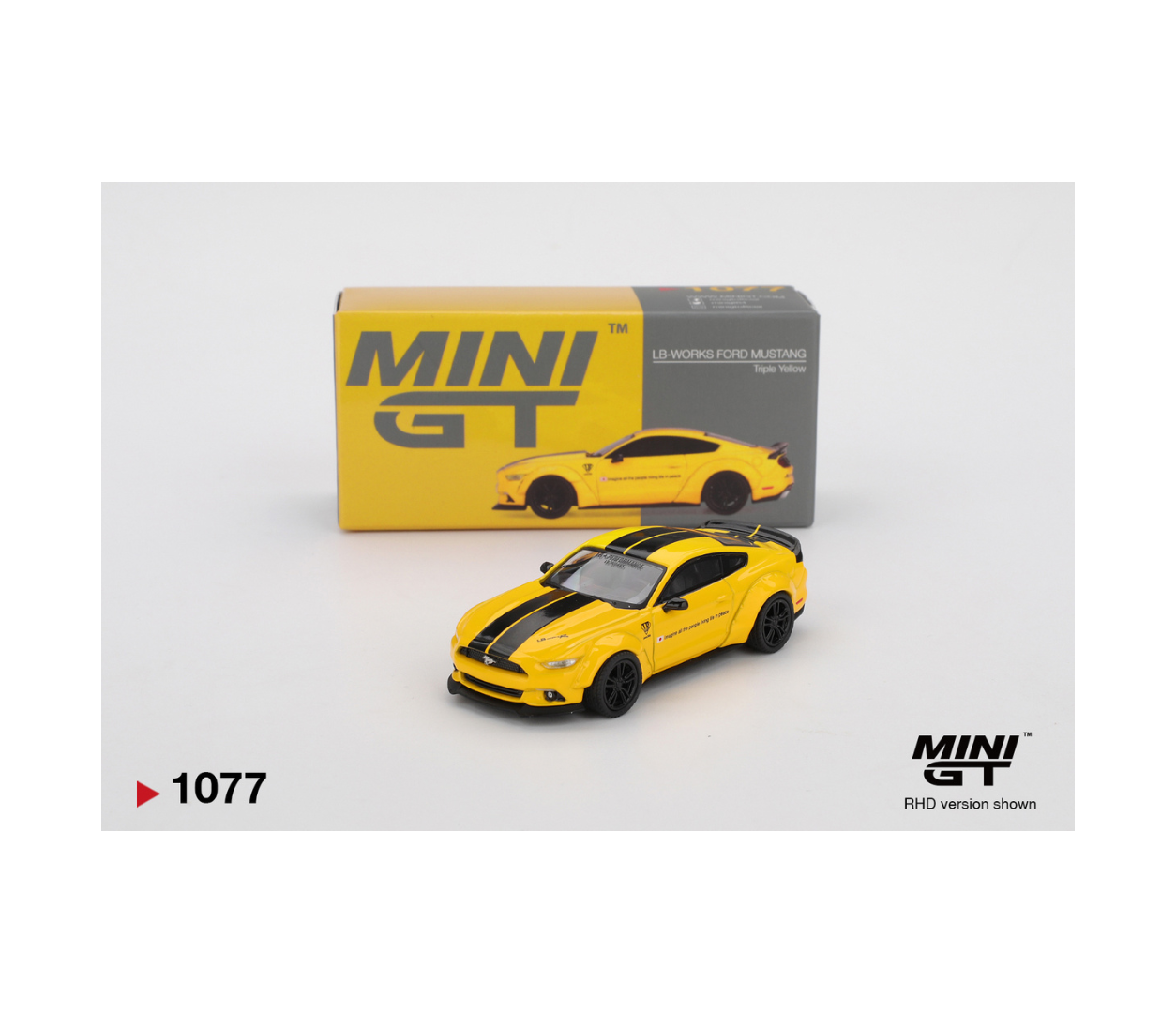 MINI GT LB-WORKS Ford Mustang Triple Yellow RHD 1:64 Scale Diecast Metal Toy Car #1077