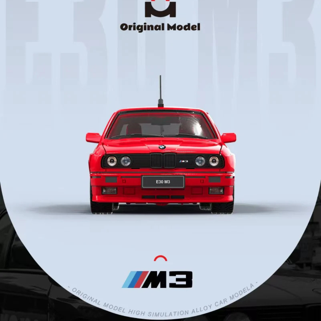 Original Model 1:64 BMW E30 M3 Supreme Livery Red Diecast Model Car – OM647801 Limited Edition 999 Pcs