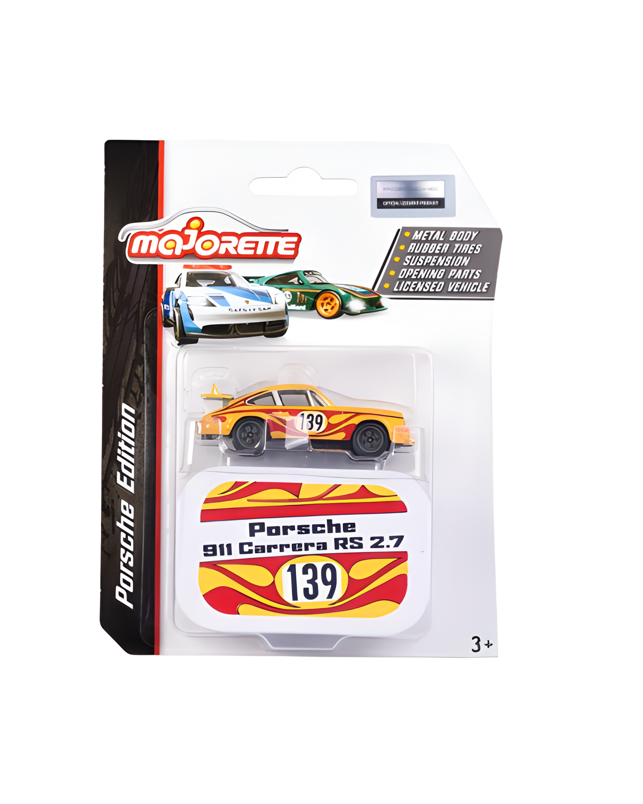 Majorette Porsche 911 Carrera RS 2.7 1:64 Scale Diecast Metal Classic Car – Porsche Edition