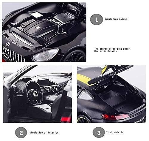 Mercedes AMG GT 1:24 Scale Diecast Metal Toy Car – Black & Yellow Racing Edition with Opening Doors, Bonnet & Trunk