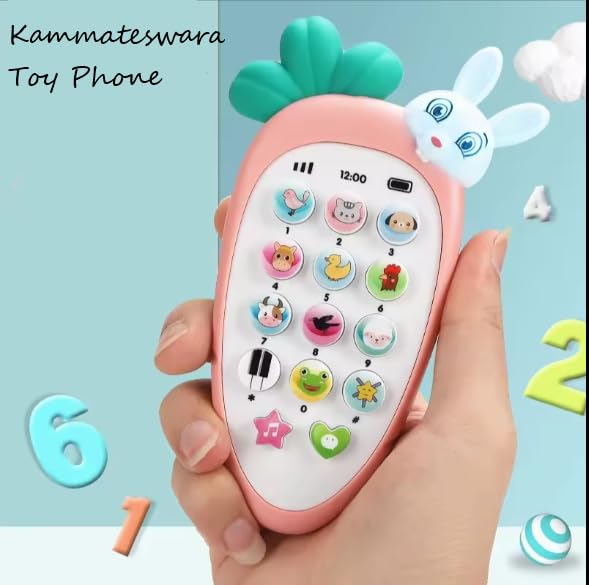 Baby Musical Toy Phone – Rabbit Carrot Shape Learning Mobile with Lights & Sounds for Kids (Pink)