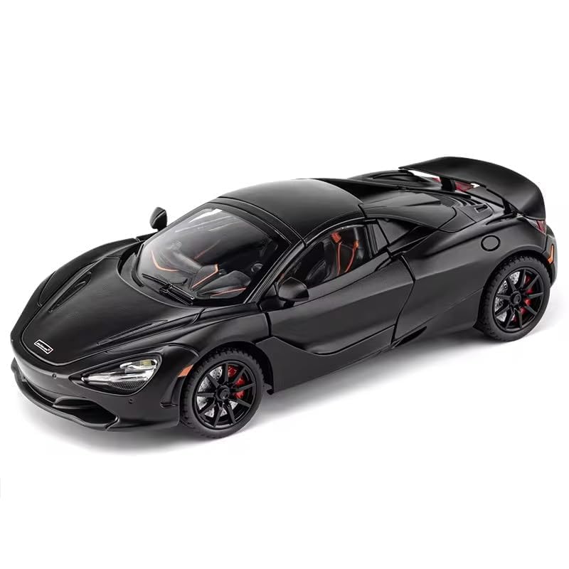 Premium McLaren 720S 1:24 Scale Diecast Metal Toy Car Model with Opening Doors (Black)