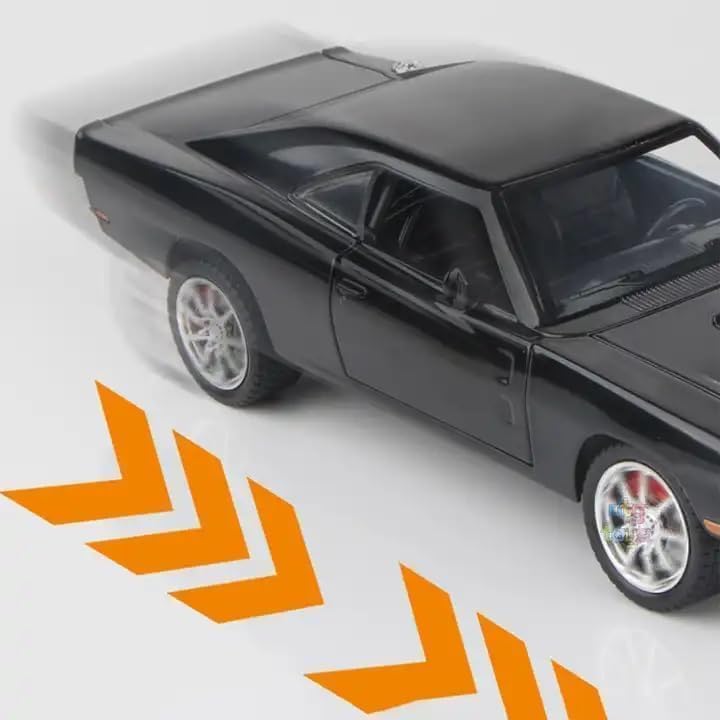 Dodge Charger 1:24 Scale Diecast Metal Toy Car – Classic Black Muscle Car with Engine Detailing