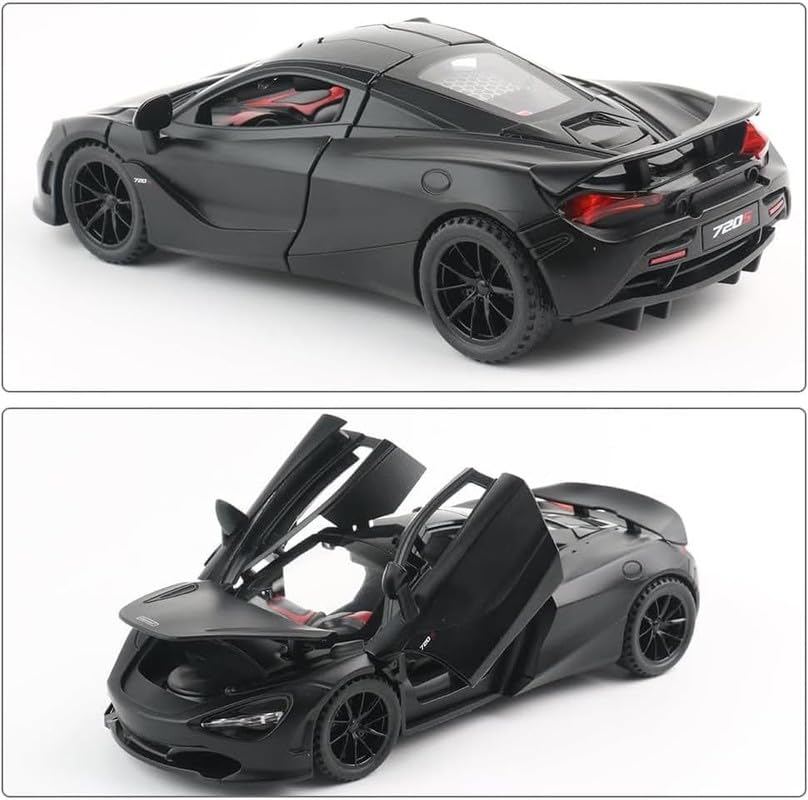 Premium McLaren 720S 1:24 Scale Diecast Metal Toy Car Model with Opening Doors (Black)