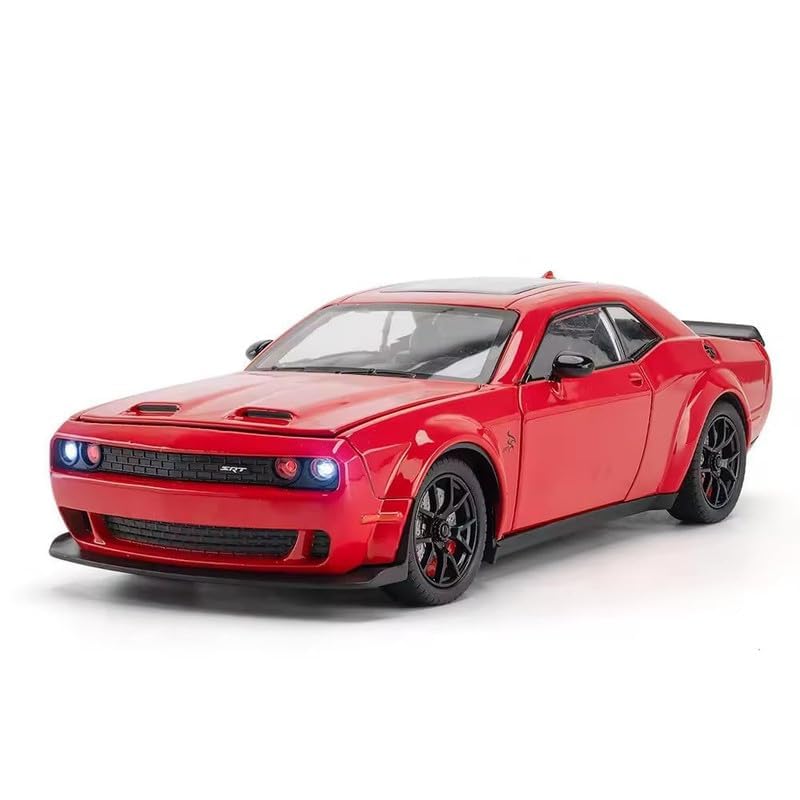 Dodge Challenger SRT Widebody 1:24 Scale Diecast Metal Toy Car – Premium Red Muscle Car Model with Working Lights