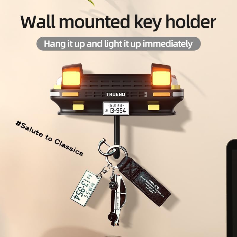 Trueno AE86 Car Design Wall Mounted Key Holder with LED Lights – Premium ABS Plastic Decorative Holder