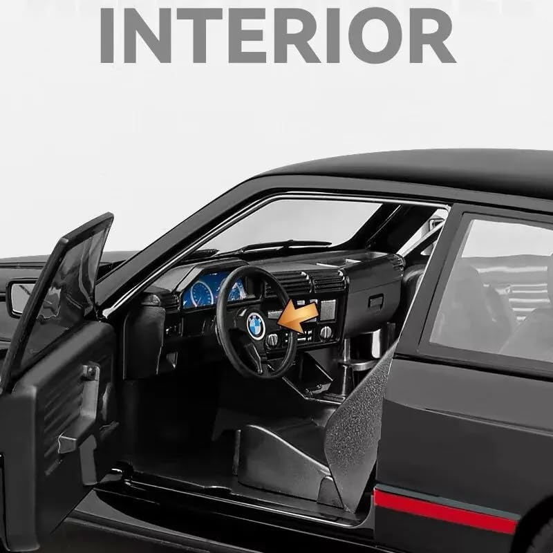 BMW E30 M3 Sport Coupe 1:24 Scale Diecast Metal Toy Car Model (Black Red Stripes)