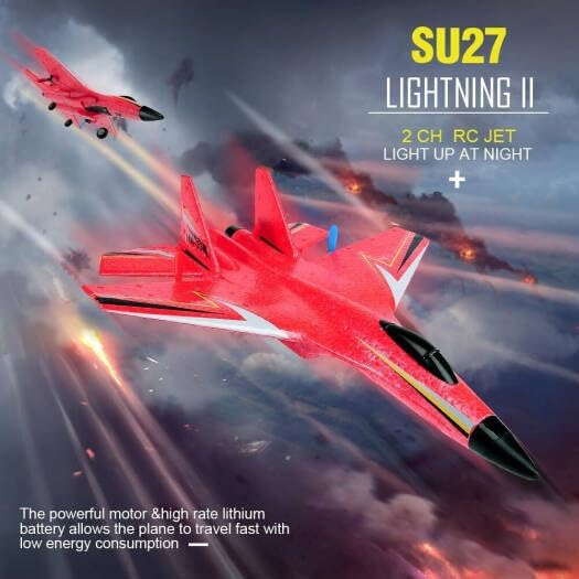 Premium SU-27 Lightning II RC Jet | 1:18 Scale Aircraft Model | LED Night Flying