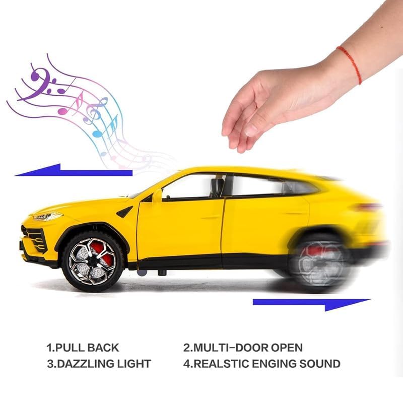 Lamborghini Urus 1:24 Scale Diecast Metal Toy Car – Yellow Luxury SUV Model with Detailing