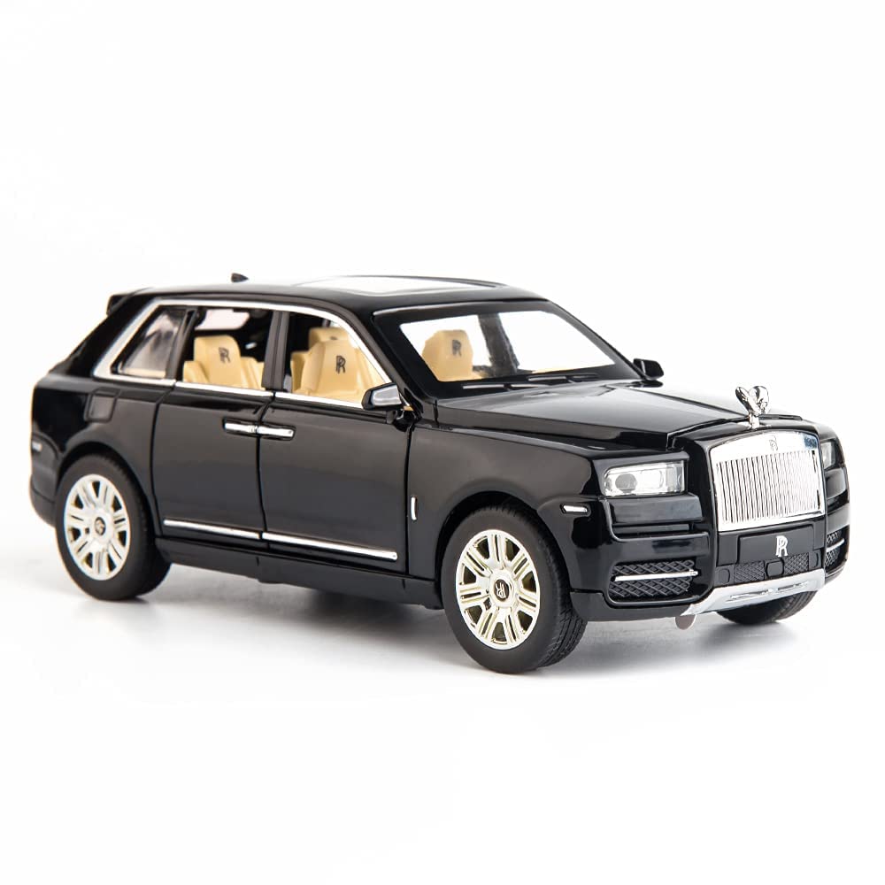 Premium Rolls-Royce Cullinan 1:24 Scale Diecast Metal Toy Car Model with Opening Doors (Black)