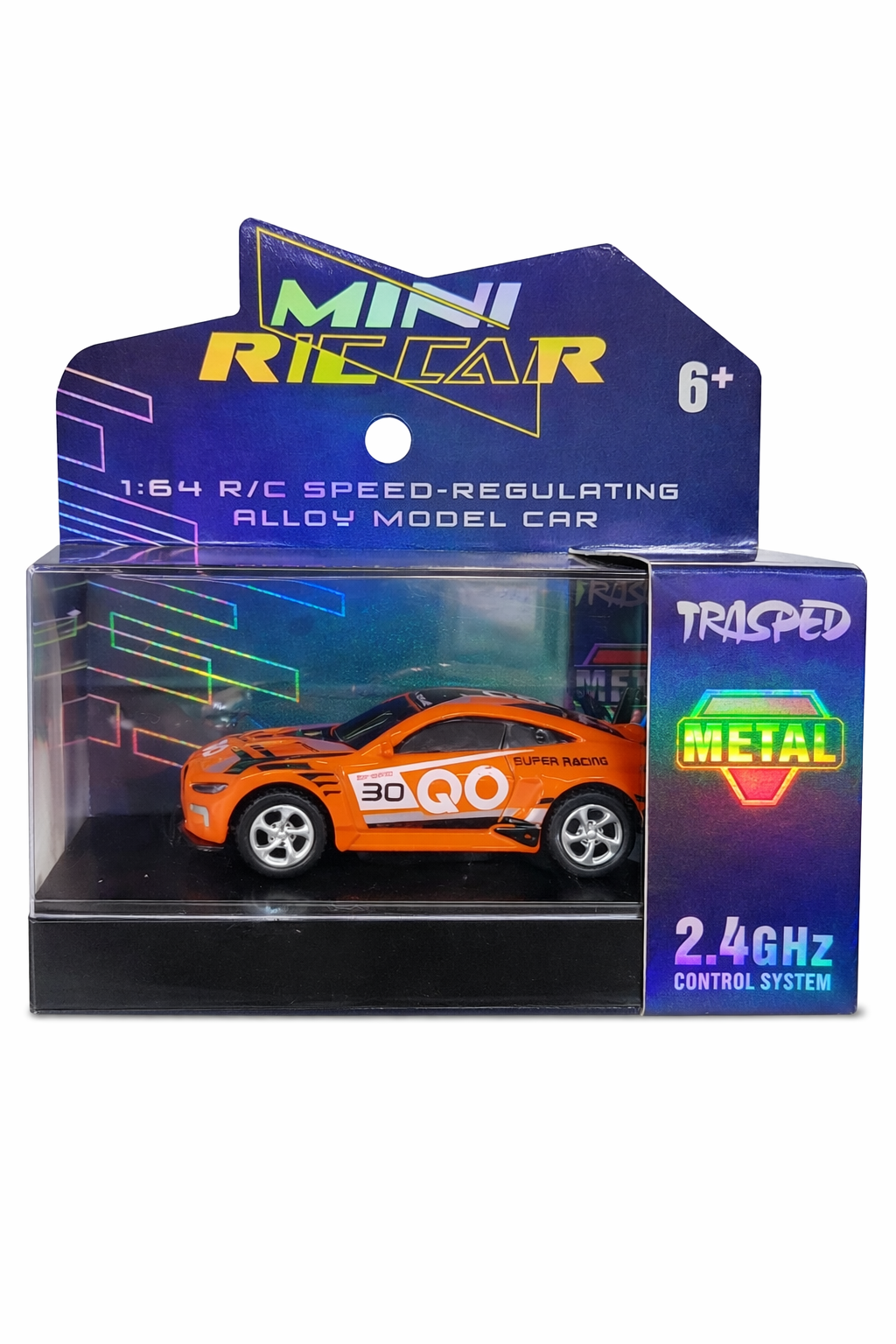 Trasped BMW Mini RC Race Car 1:64 Scale – 2.4GHz Remote Control Metal Toy Car (Orange)