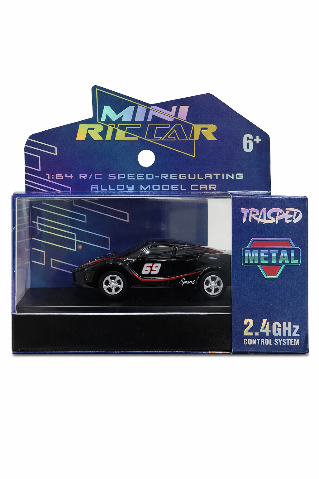 Trasped Ferrari Mini RC Supercar 1:64 Scale – 2.4GHz Remote Control Metal Toy Car (Black)