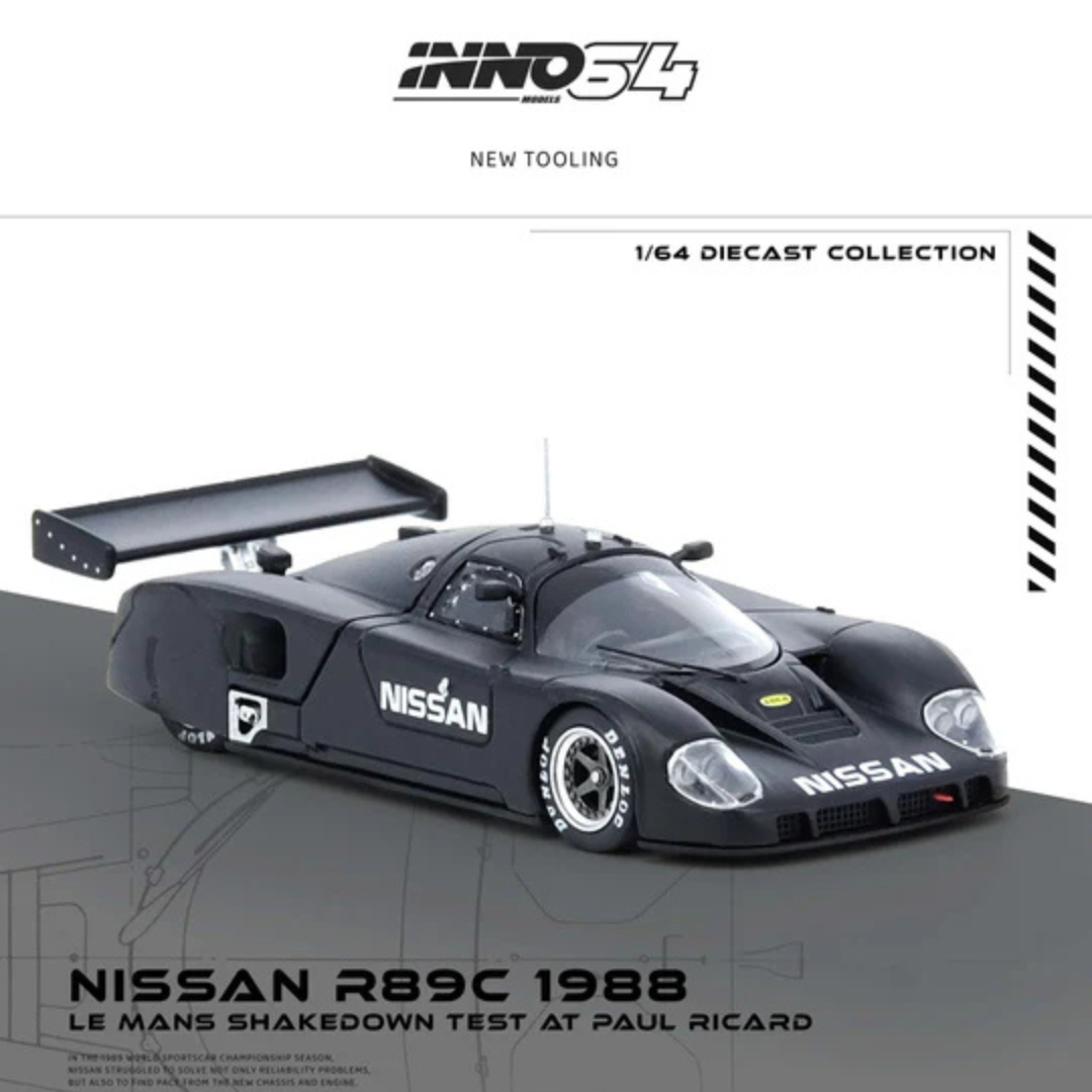 INNO64 Nissan R89C Le Mans Shakedown Test Paul Ricard 1988 Matte Black 1:64 Diecast Racing Car - IN64-R89C-LMT1988
