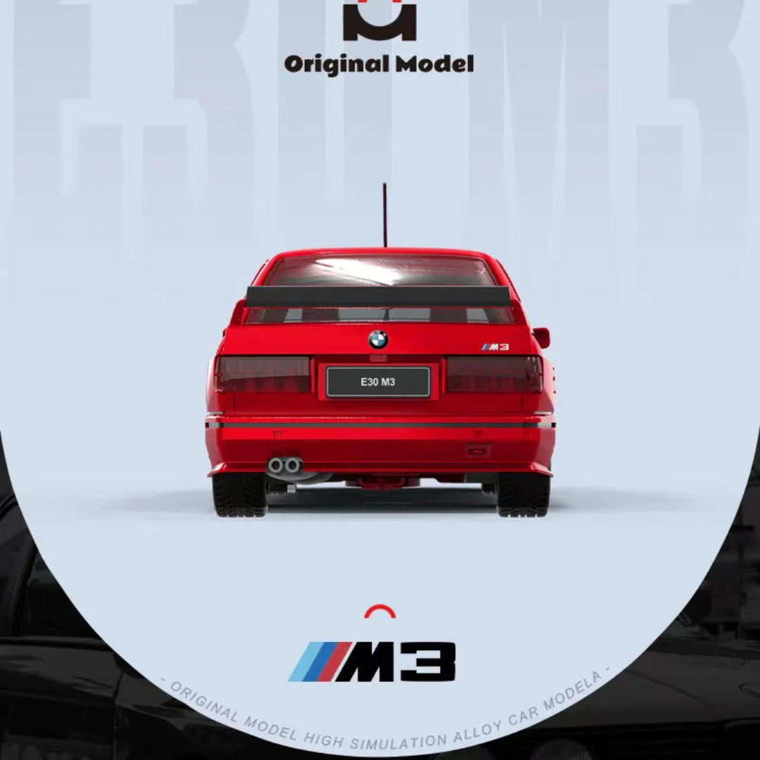 Original Model 1:64 BMW E30 M3 Supreme Livery Red Diecast Model Car – OM647801 Limited Edition 999 Pcs