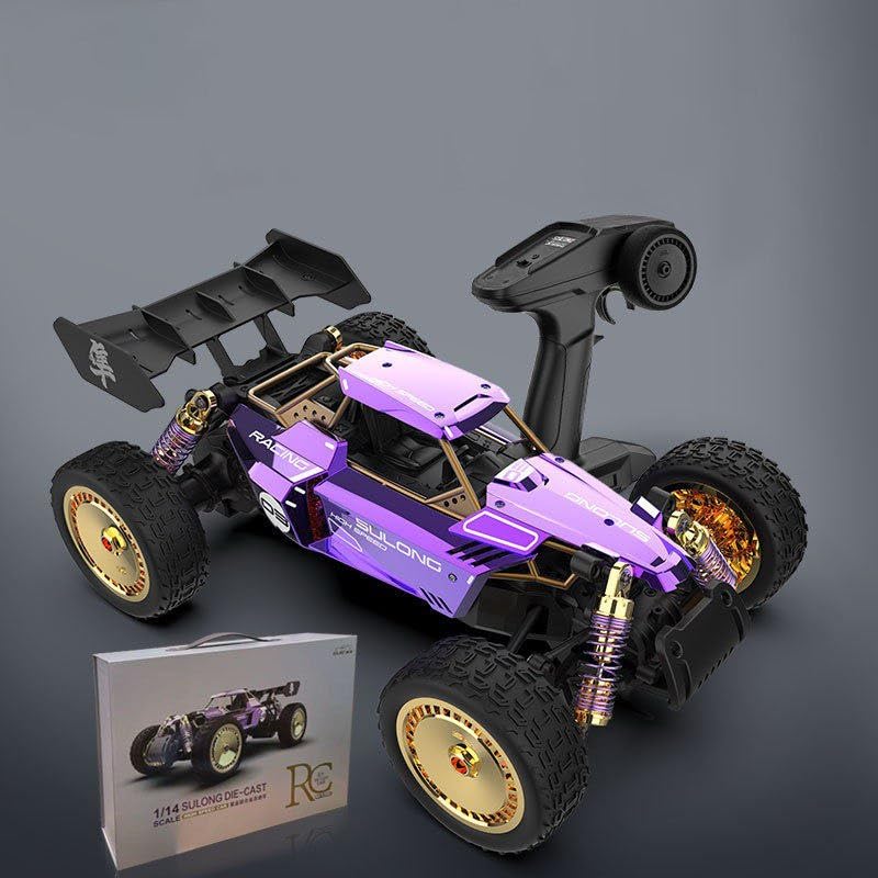 SULONG Fast Dragon 1:14 Purple High-Speed Alloy RC Car – Diecast Metal Drift Buggy with 2.4G Remote Control (Purple Edition)