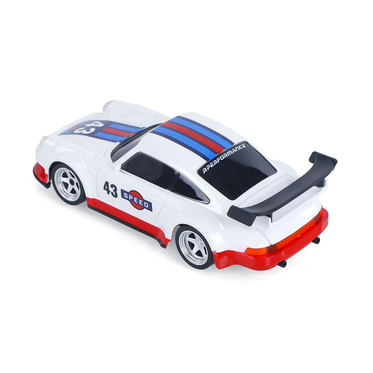Porsche 1:43 RC Drift Car – White/Red Racing Edition | High-Speed 4WD Mini Remote Control Drift Car with Gyro & LED Lights