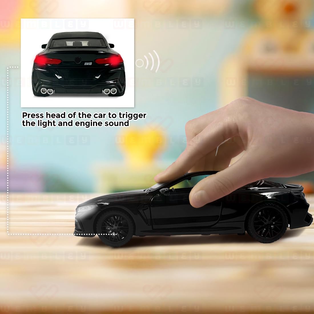 Premium BMW M8 Coupe Diecast Model Car – 1:32 Scale Metal Toy Car with Lights, Sound & Opening Doors