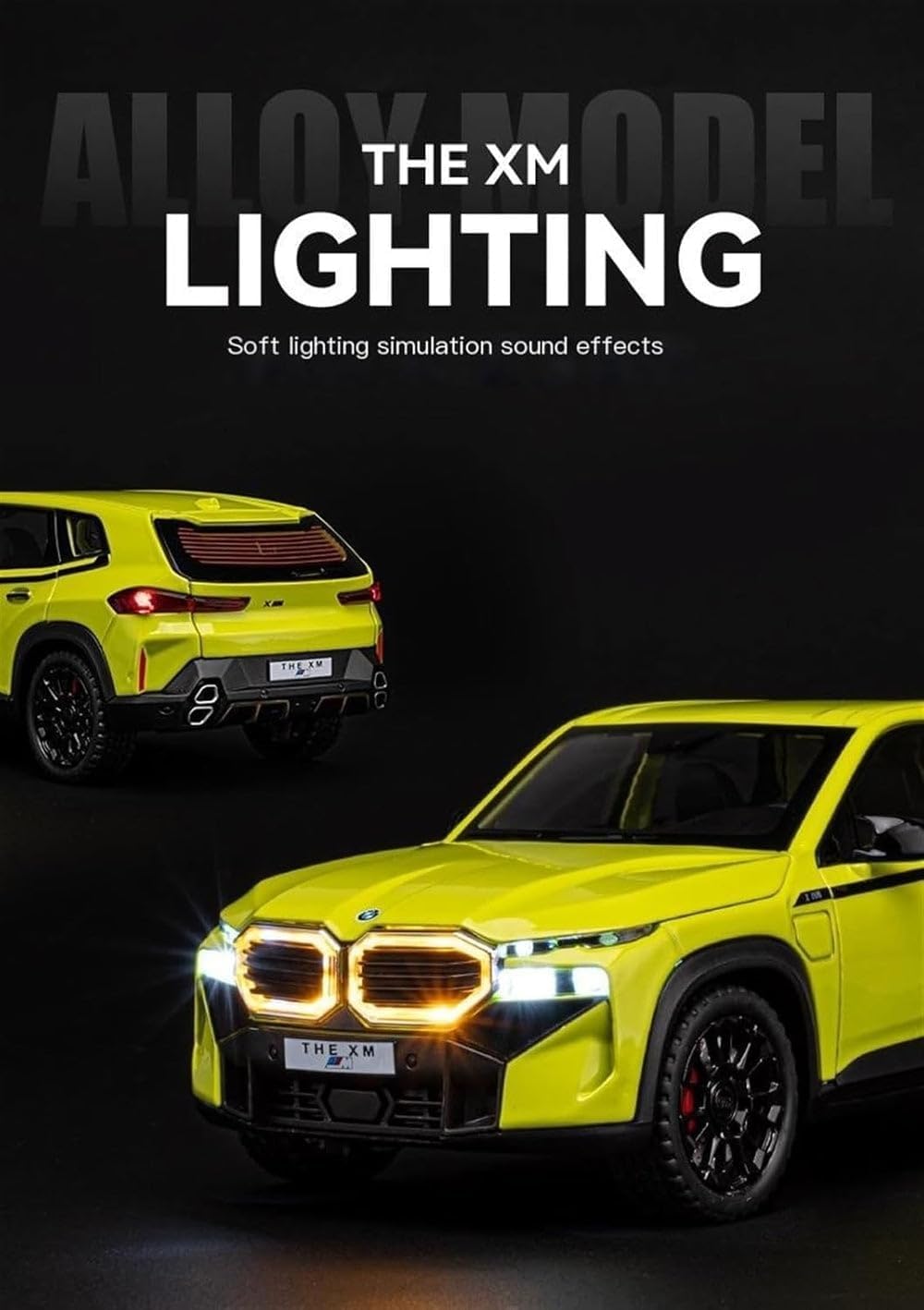 BMW XM 1:24 Scale Diecast Metal Toy Car Model – Premium Collectible SUV with Opening Doors & Detailed Interiors (Neon Yellow)