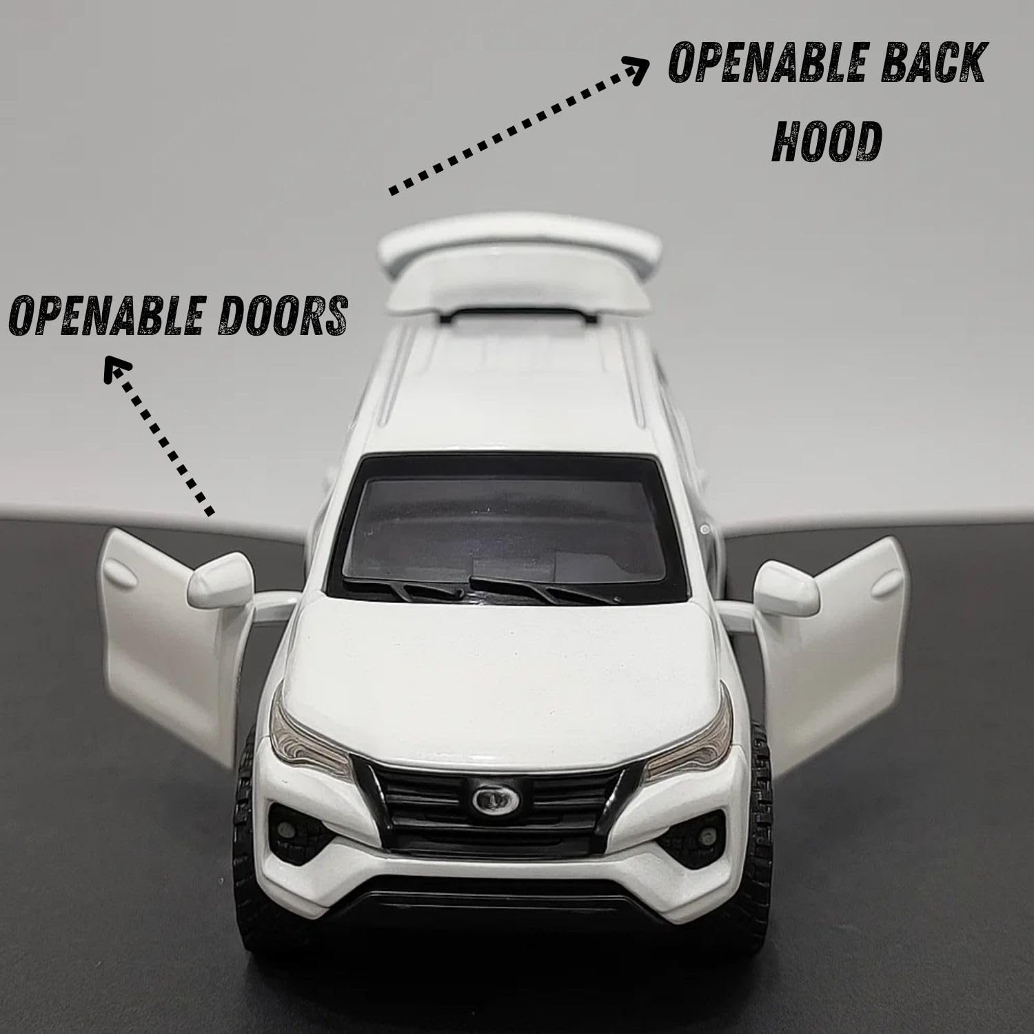 Toyota Fortuner 1:36 Scale Diecast Metal SUV Toy Car – White Premium Collectible Model