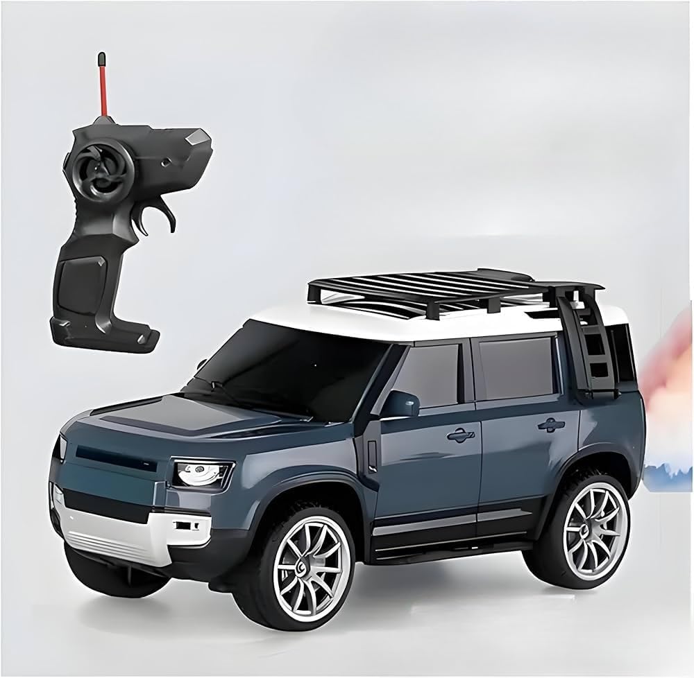 Land Rover Defender 1:16 RC SUV Car – Remote Control Car with Light Spray, Opening Trunk, USB Charging, 4-Channel R/C Model (Blue)
