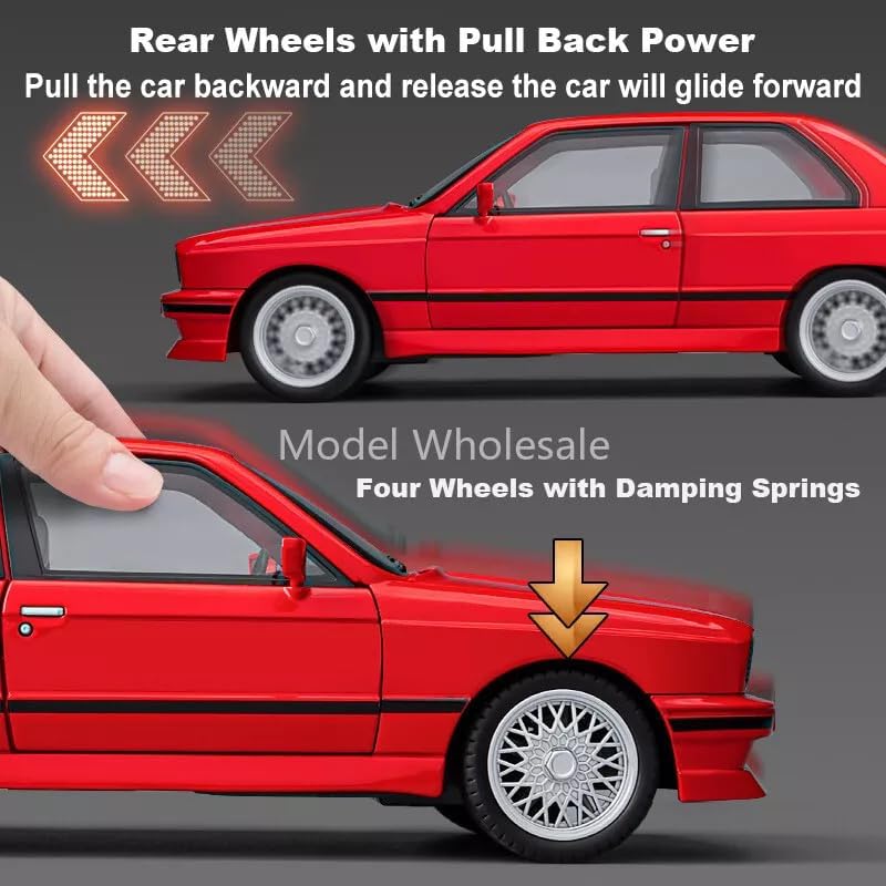 BMW E30 M3 1:24 Scale Diecast Metal Toy Car Model – Premium Collectible (Red)