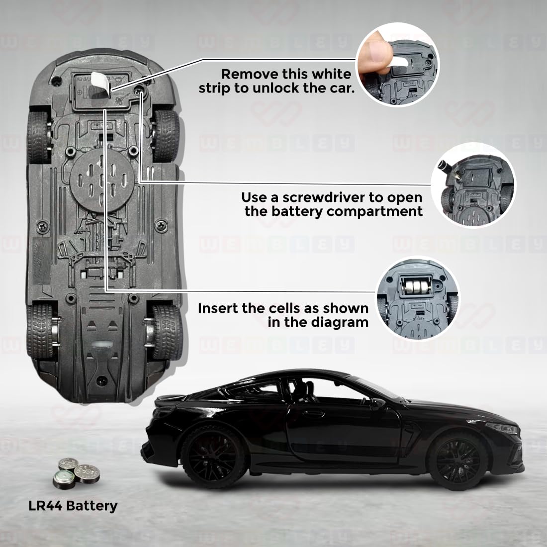 Premium BMW M8 Coupe Diecast Model Car – 1:32 Scale Metal Toy Car with Lights, Sound & Opening Doors