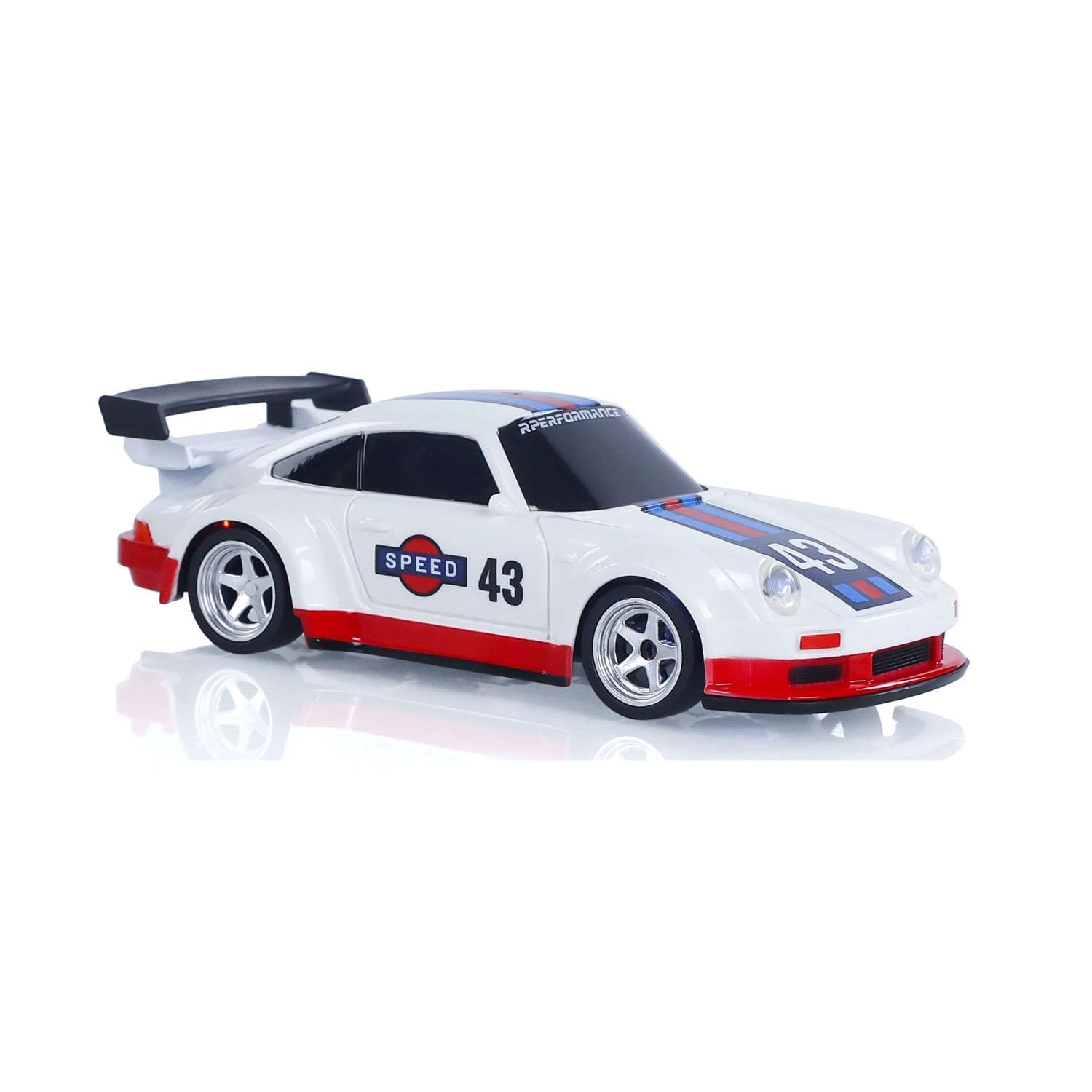 Porsche 1:43 RC Drift Car – White/Red Racing Edition | High-Speed 4WD Mini Remote Control Drift Car with Gyro & LED Lights