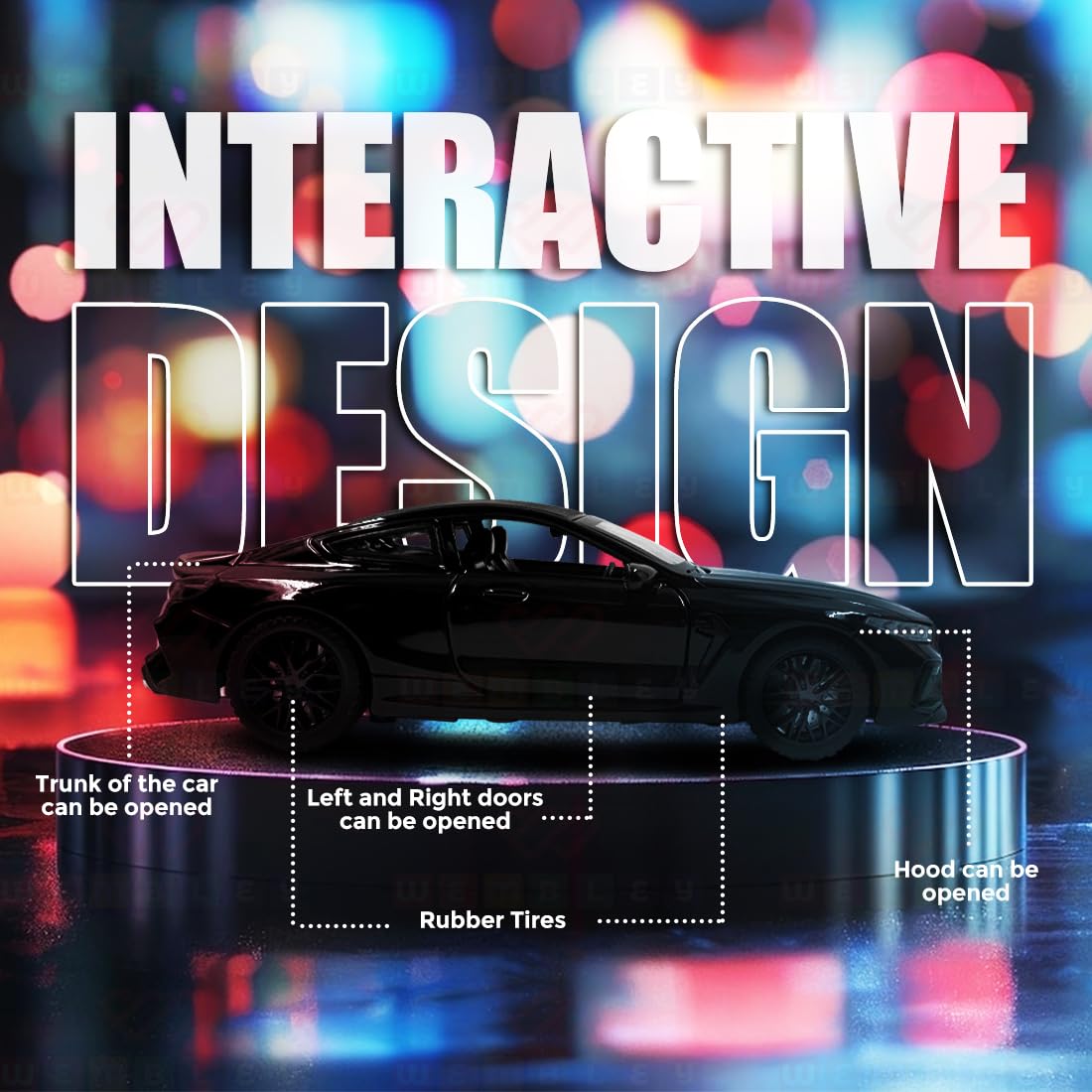 Premium BMW M8 Coupe Diecast Model Car – 1:32 Scale Metal Toy Car with Lights, Sound & Opening Doors