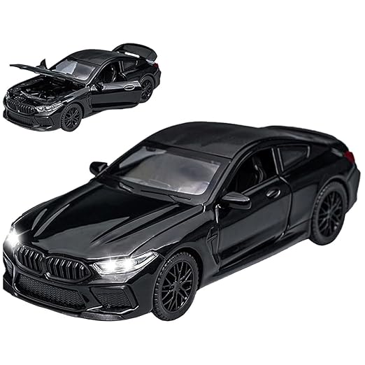Premium BMW M8 Coupe Diecast Model Car – 1:32 Scale Metal Toy Car with Lights, Sound & Opening Doors
