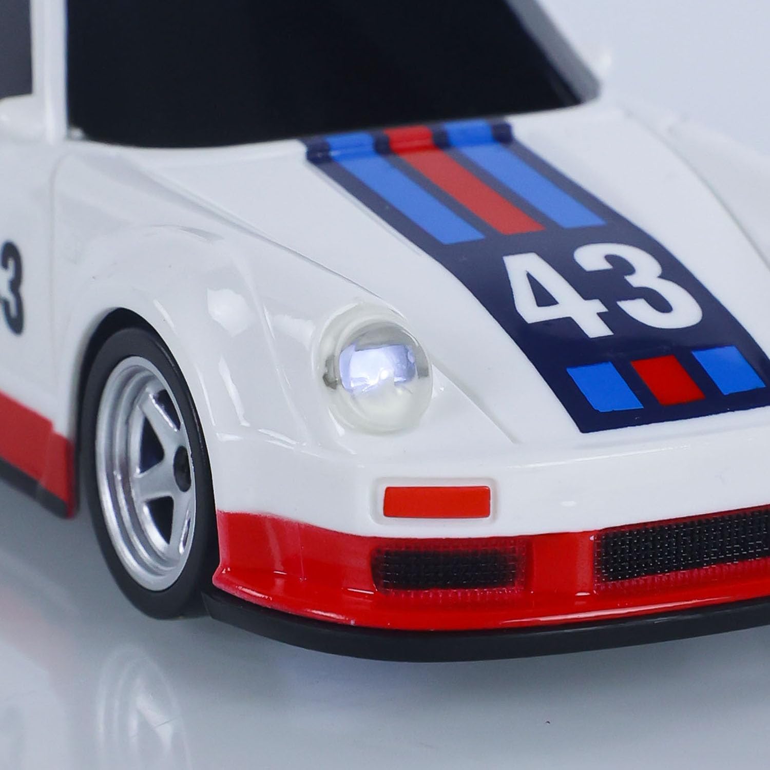 Porsche 1:43 RC Drift Car – White/Red Racing Edition | High-Speed 4WD Mini Remote Control Drift Car with Gyro & LED Lights