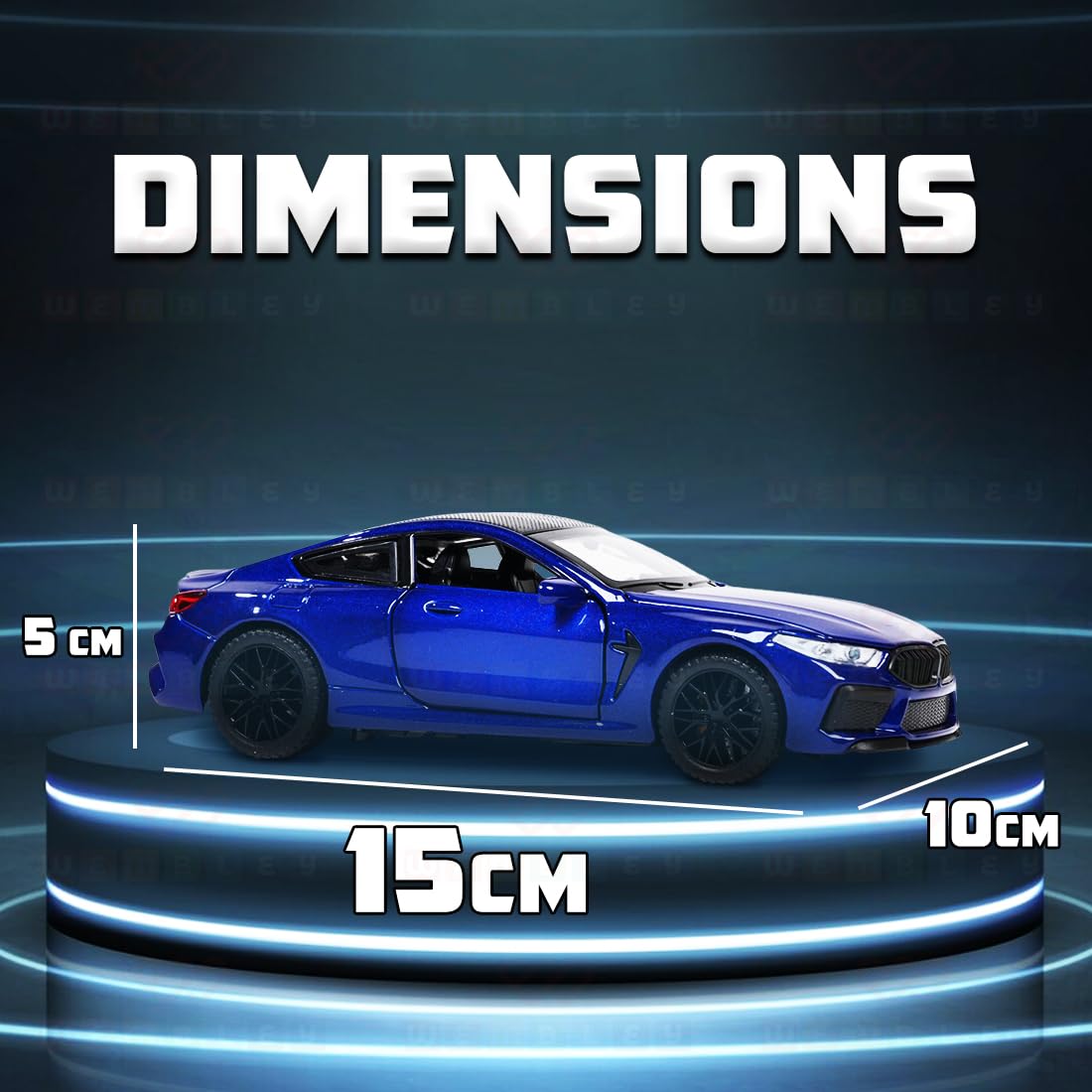 Premium BMW M8 Coupe 1:36 Scale Diecast Metal Toy Car with Lights, Sound & Pull-Back Action