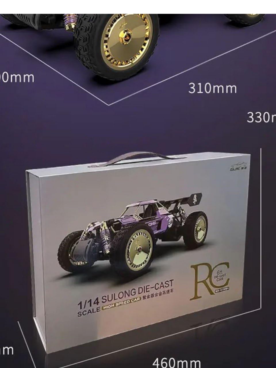 SULONG Fast Dragon 1:14 Purple High-Speed Alloy RC Car – Diecast Metal Drift Buggy with 2.4G Remote Control (Purple Edition)