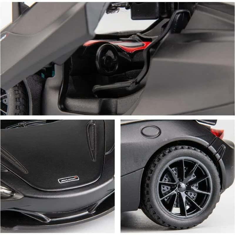 Premium McLaren 720S 1:24 Scale Diecast Metal Toy Car Model with Opening Doors (Black)