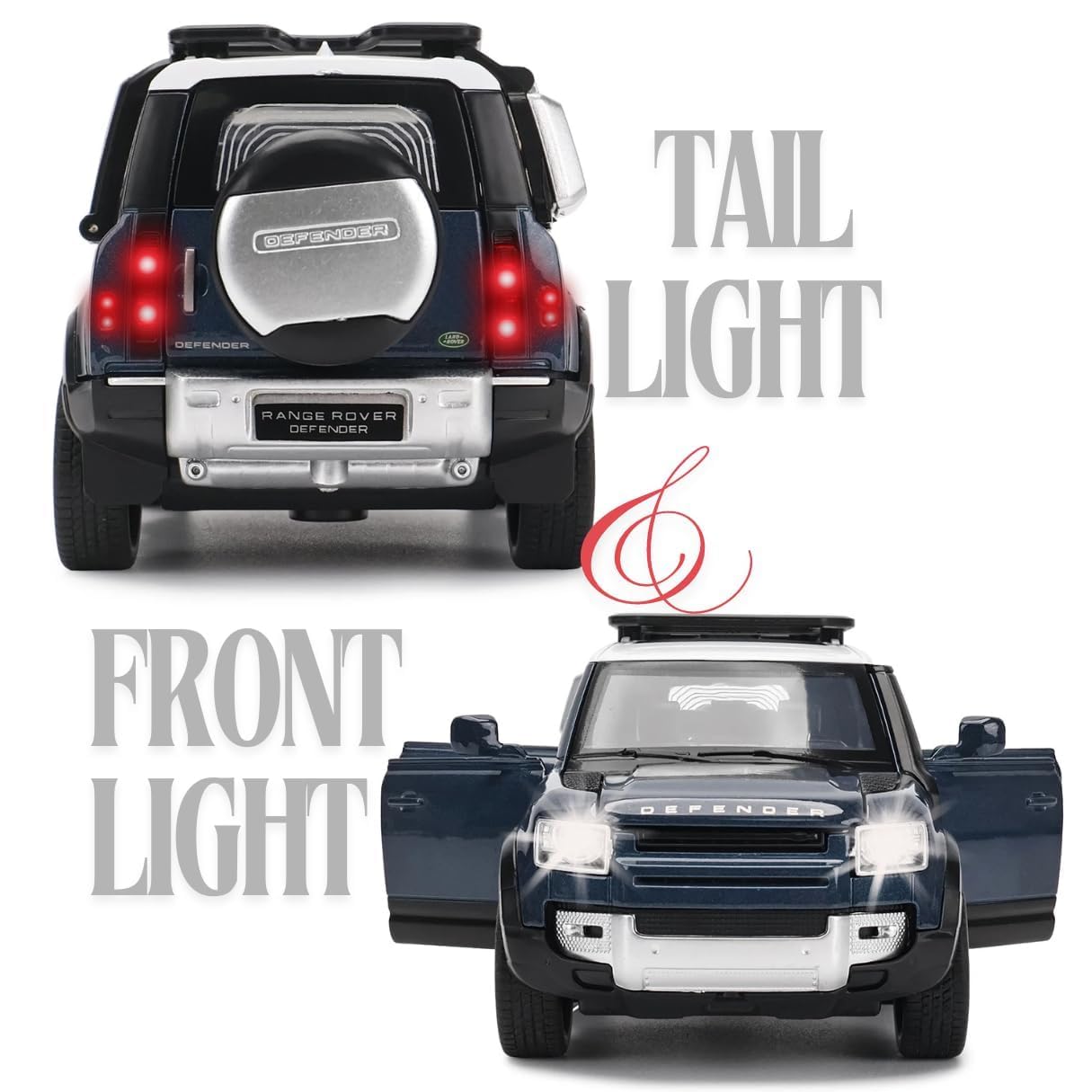 Land Rover Defender 1:32 Scale Premium Metal Diecast SUV Toy Car Model with Opening Doors, Lights & Sound