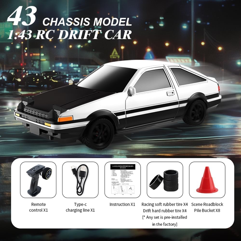1:43 AE86 RC Drift Car – Premium Mini Drift Racer with 4WD, LED Lights & Remote Control