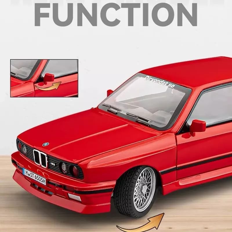 BMW E30 M3 1:24 Scale Diecast Metal Toy Car Model – Premium Collectible (Red)