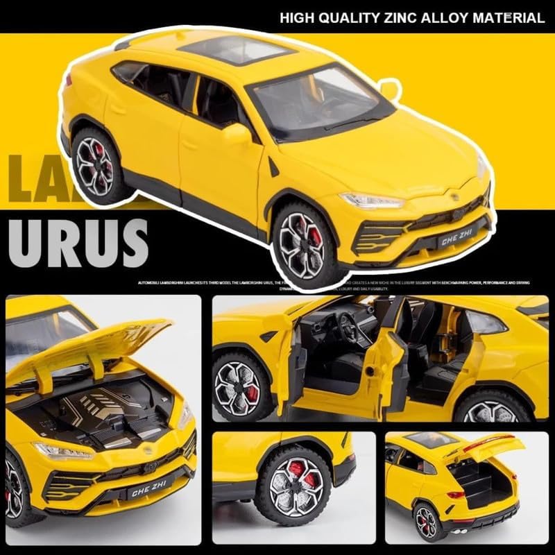 Lamborghini Urus 1:24 Scale Diecast Metal Toy Car – Yellow Luxury SUV Model with Detailing