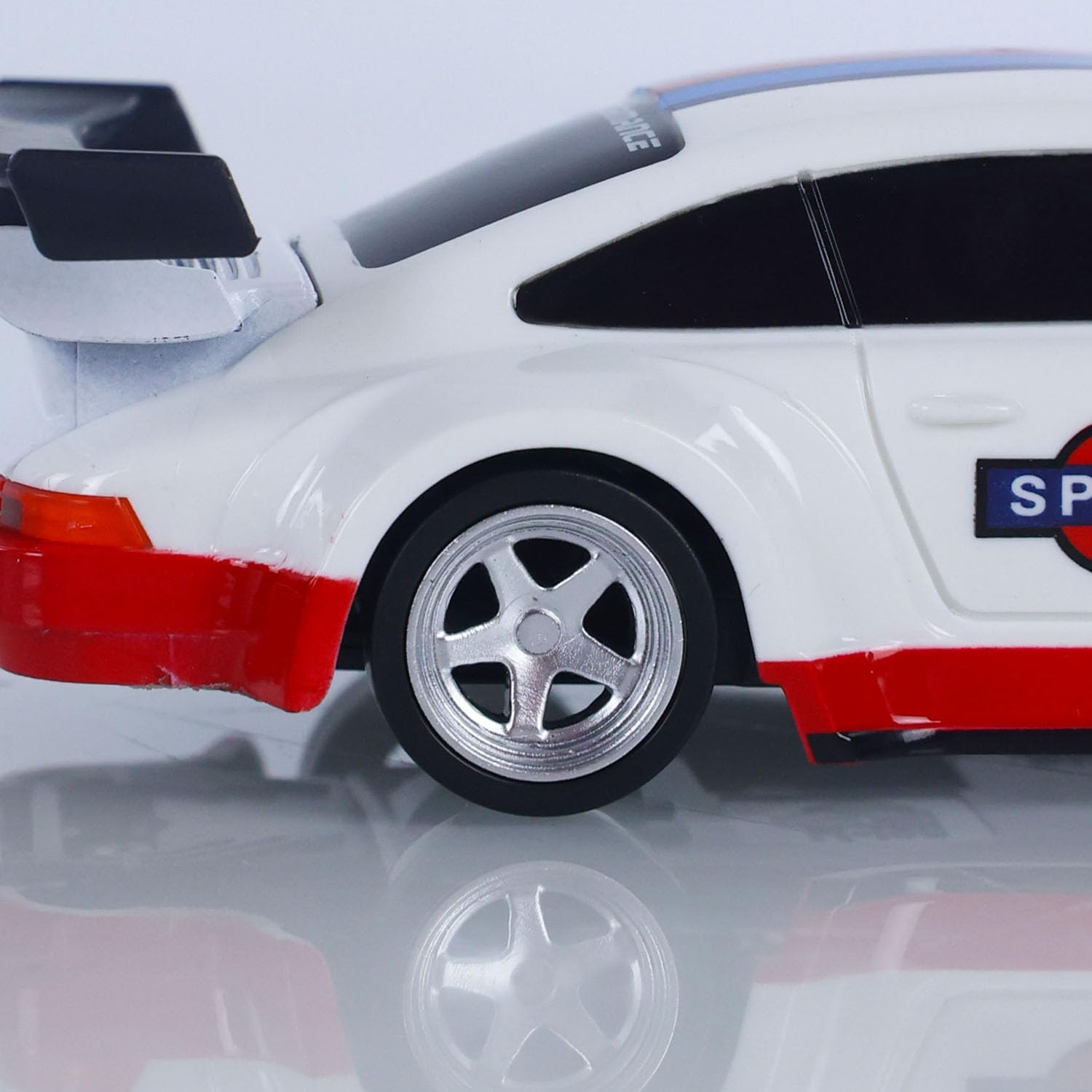 Porsche 1:43 RC Drift Car – White/Red Racing Edition | High-Speed 4WD Mini Remote Control Drift Car with Gyro & LED Lights