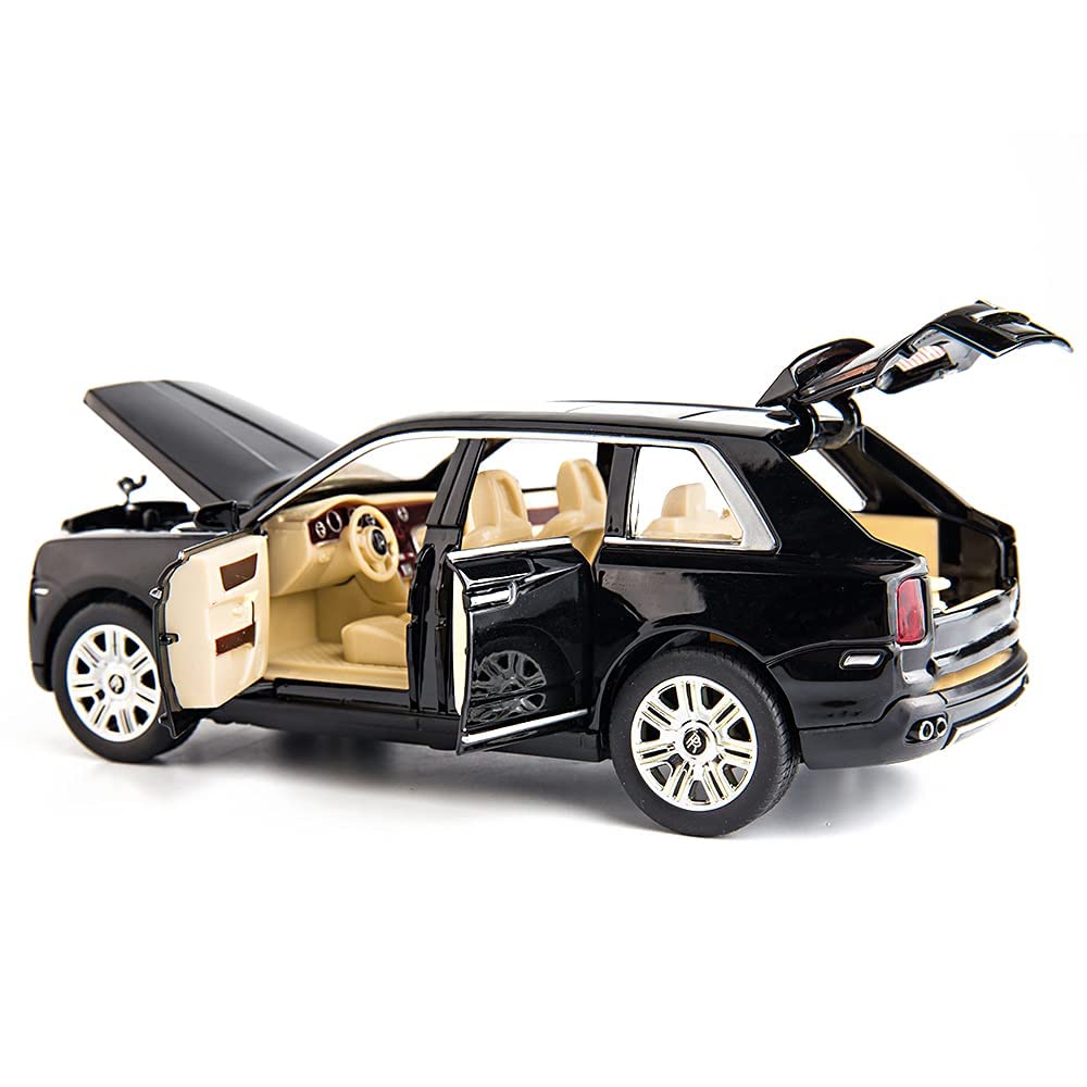 Premium Rolls-Royce Cullinan 1:24 Scale Diecast Metal Toy Car Model with Opening Doors (Black)