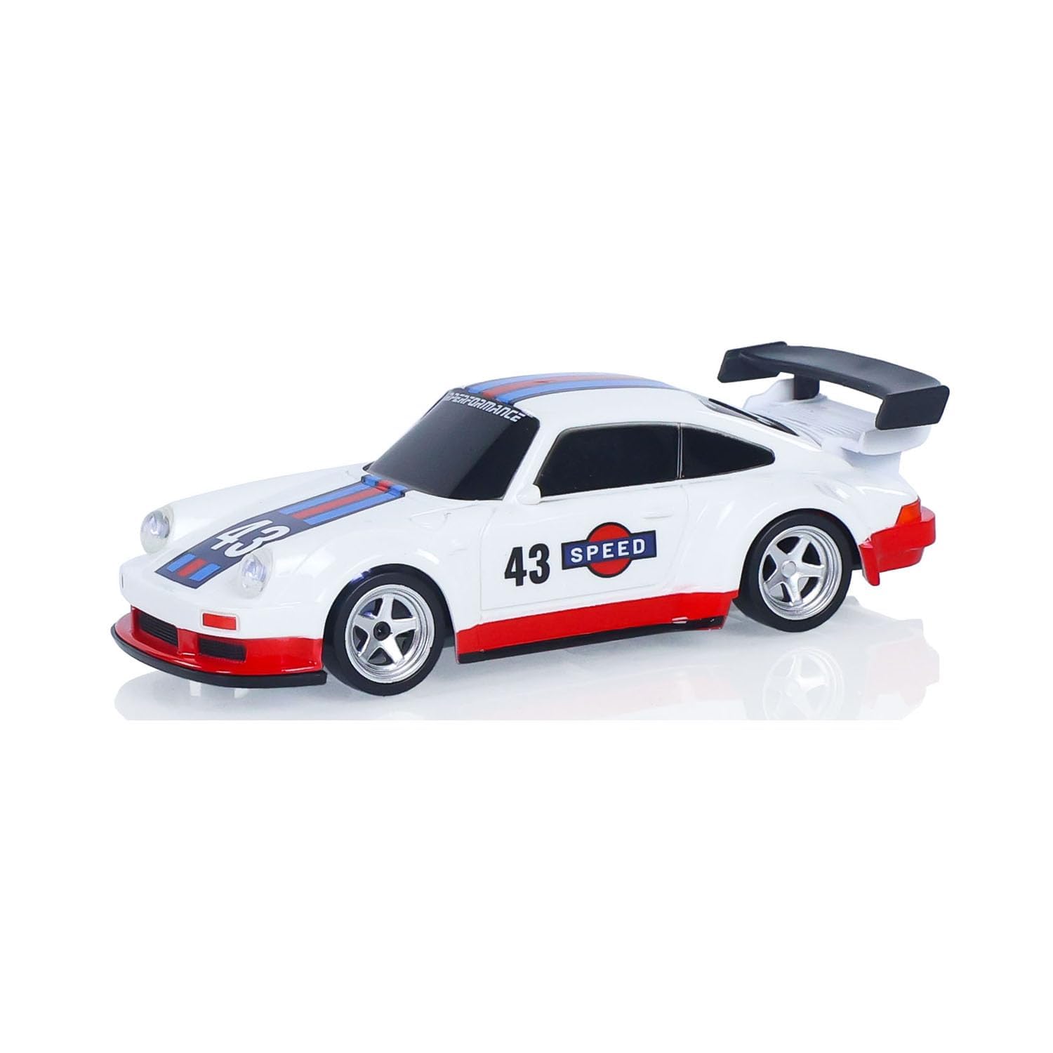 Porsche 1:43 RC Drift Car – White/Red Racing Edition | High-Speed 4WD Mini Remote Control Drift Car with Gyro & LED Lights