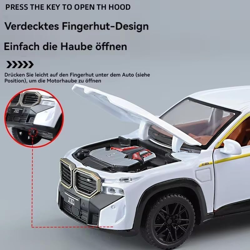 BMW XM 1:24 Scale Diecast Metal Toy Car Model – Premium White SUV with Opening Doors & Detailed Interiors