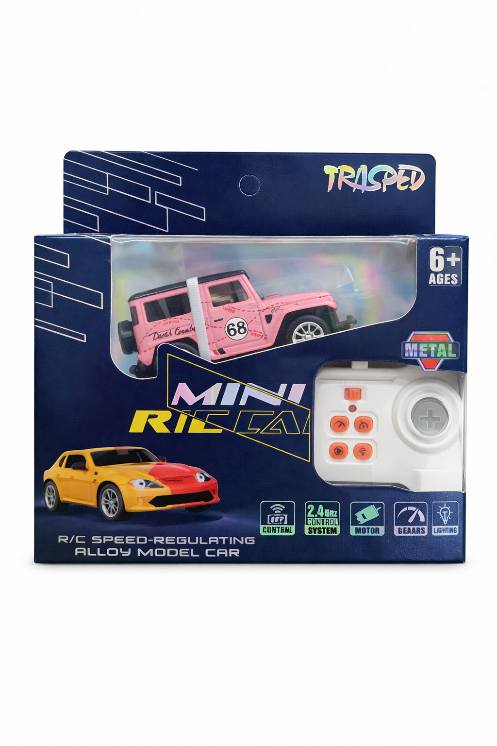 Trasped Jeep Wrangler Mini RC Car – 2.4GHz Remote Control Metal Off-Road Toy Car (Pink)
