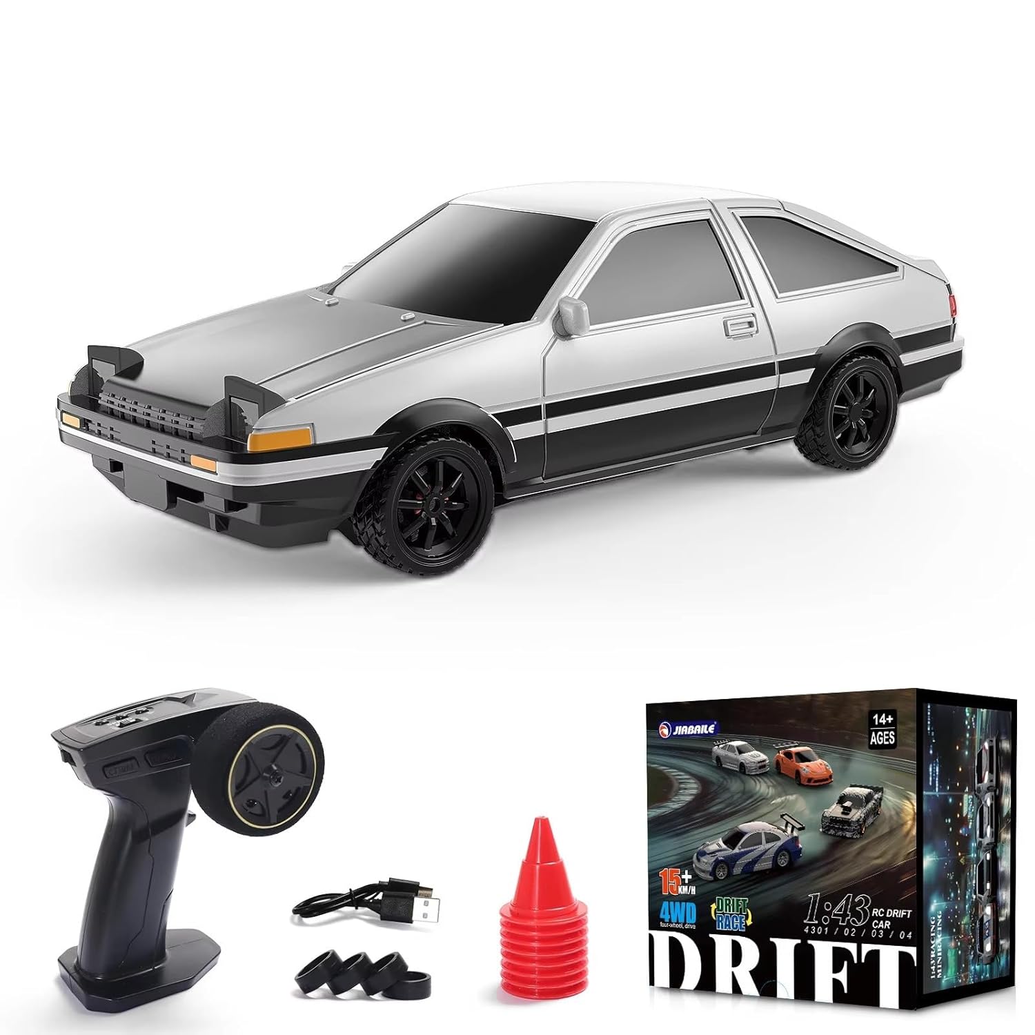 1:43 AE86 RC Drift Car – Premium Mini Drift Racer with 4WD, LED Lights & Remote Control