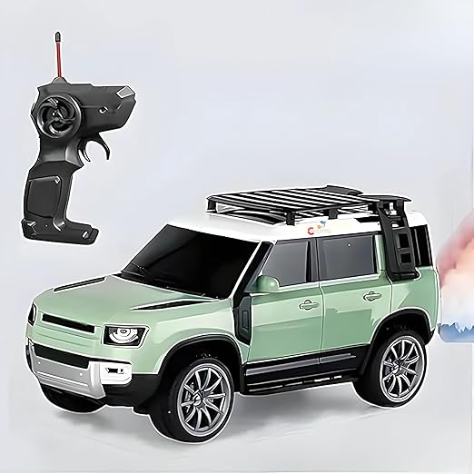 Land Rover Defender 1:16 RC SUV Car – Remote Control Car with Light Spray, Opening Trunk, USB Charging, 4-Channel R/C Model (Green)