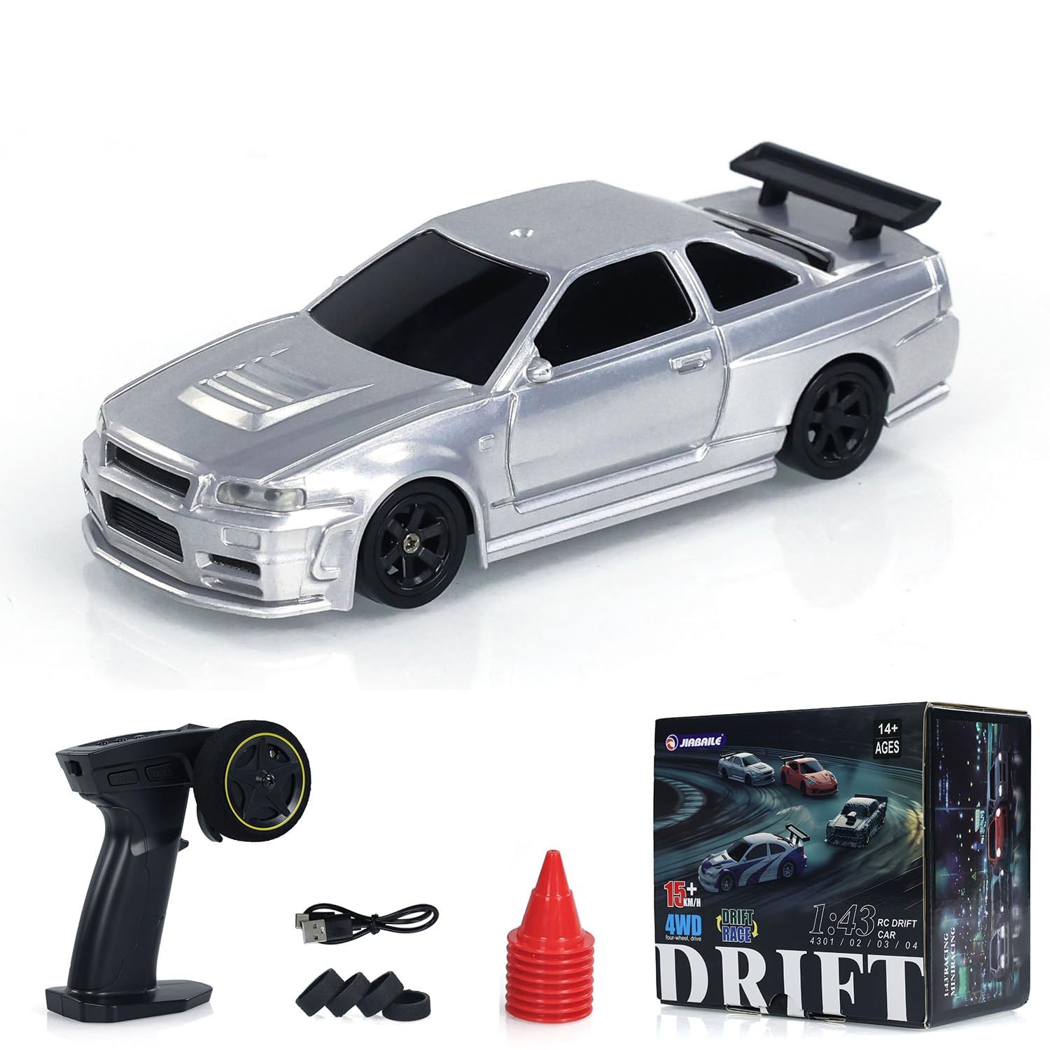 Nissan Skyline R34 1:43 Scale RC Drift Car – Premium Diecast Model with 4WD & LED Lights