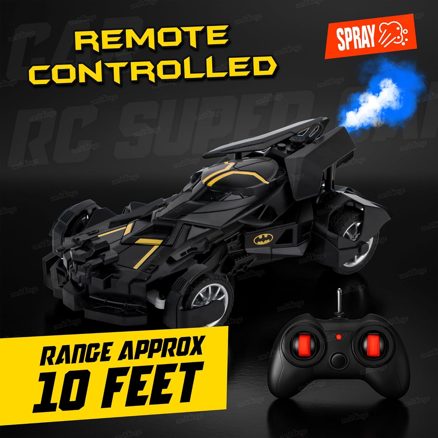 Batman RC Batmobile 1:20 Scale Remote Control Car with Mist Spray & LED Lights (Rechargeable)