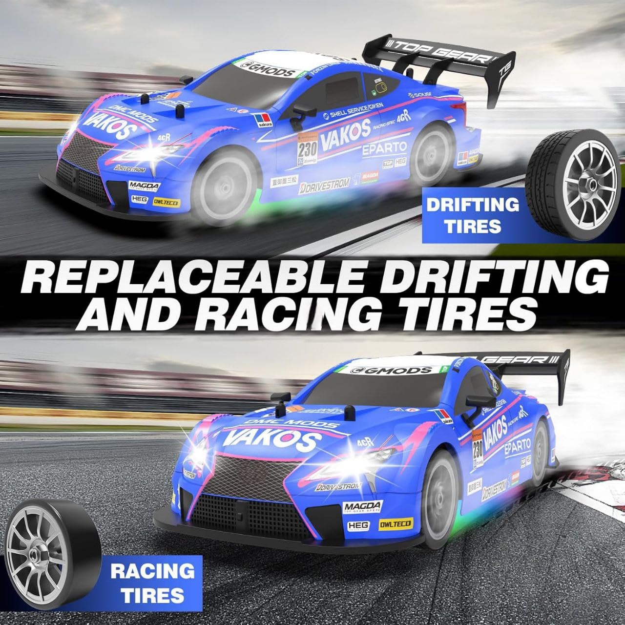 1:16 Scale High-Speed RC Drift Racing Car – VAKOS Edition | 30 km/h 4WD Remote Control Metal Toy Car for Kids & Collectors (Blue)