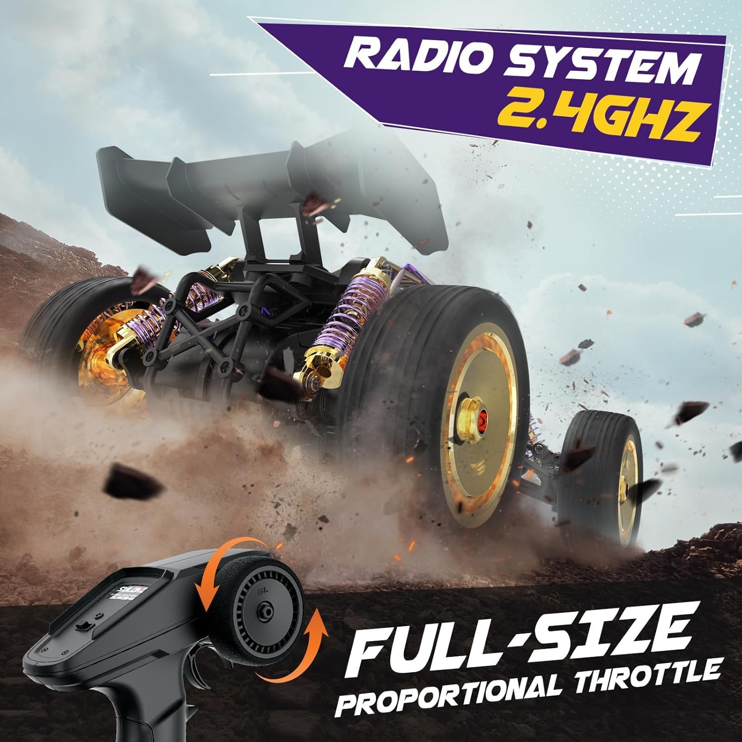 SULONG Fast Dragon 1:14 Purple High-Speed Alloy RC Car – Diecast Metal Drift Buggy with 2.4G Remote Control (Purple Edition)