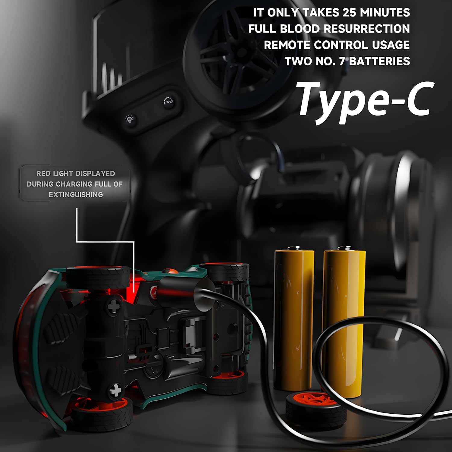 Mini RC Drift Car 1:64 Scale Rechargeable Metal Body Toy Car with Remote Control, LED Lights & Accessories