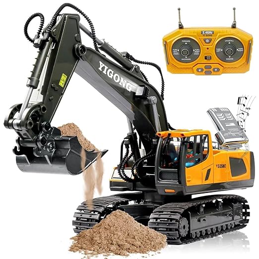 Yigong 1:14 Scale 11-Channel RC Excavator with Metal Bucket | 680° Rotation | Heavy-Duty Construction Vehicle Toy